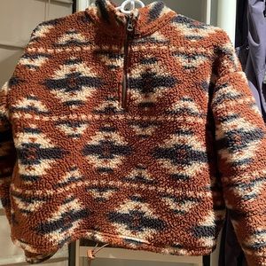 American Eagle Sherpa Sweatshirt Quarter zip up cropped